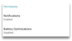 Permissions section