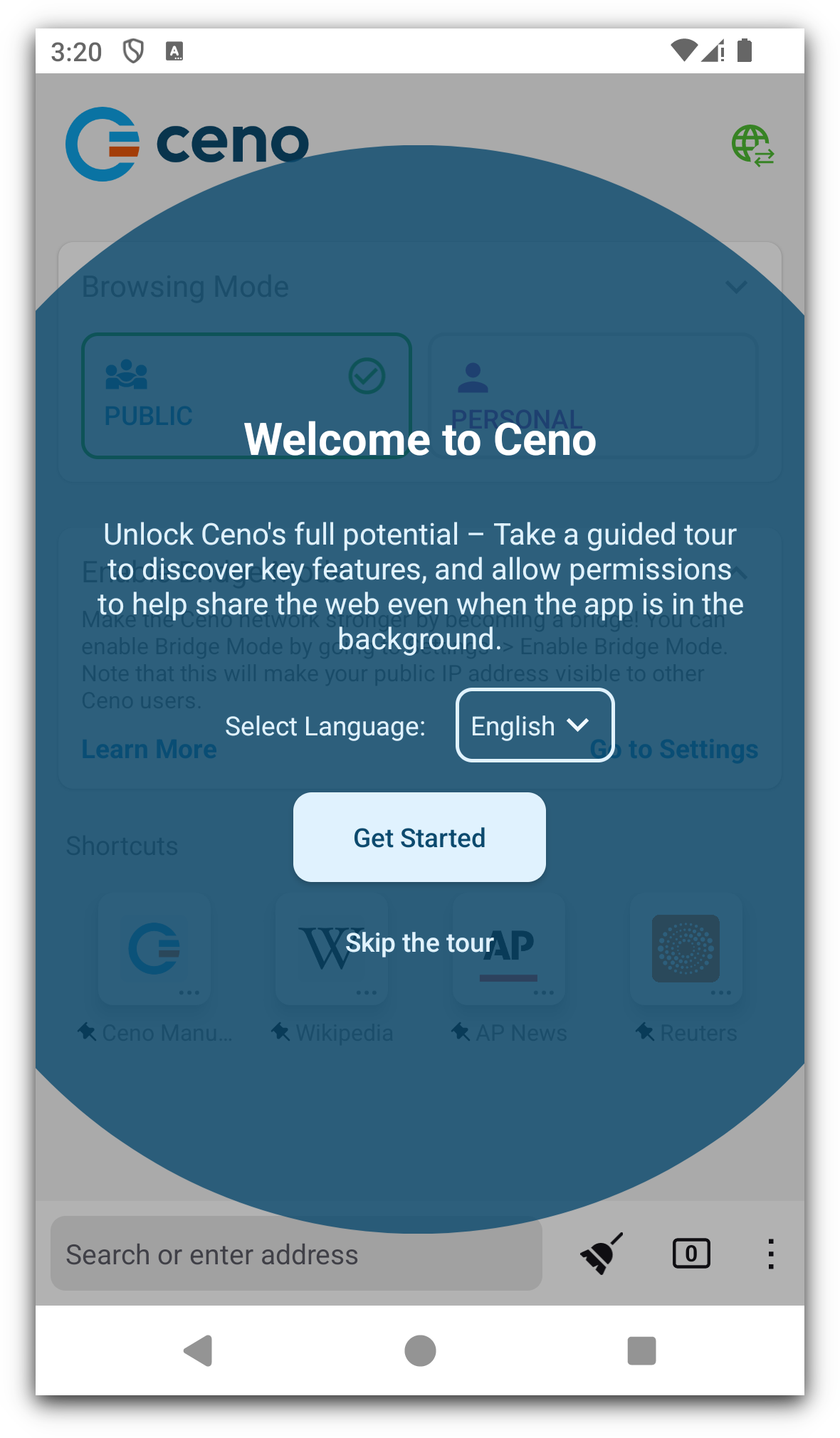 Ceno first screen