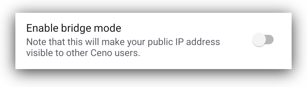 Bridge mode toggle is off