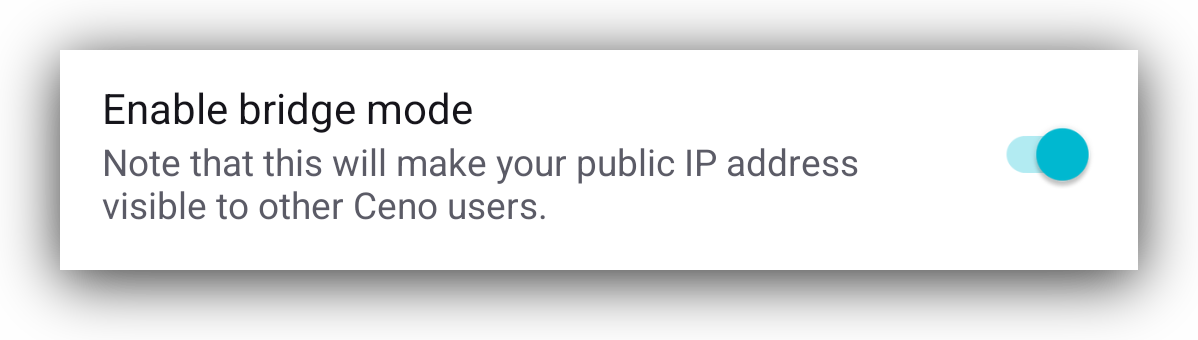 Bridge mode toggle is on