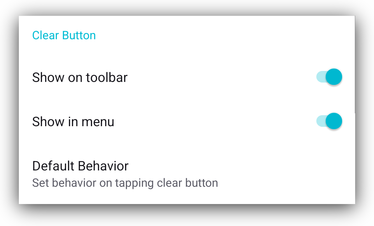 Clear button in settings