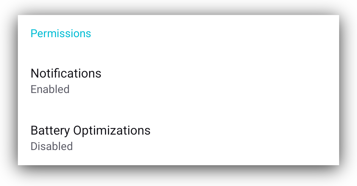 Permissions section