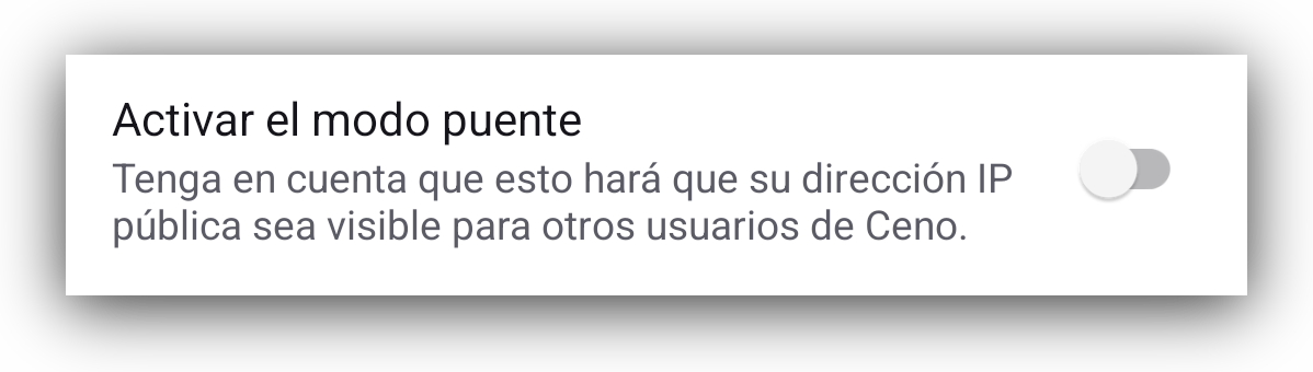 Bridge mode toggle is off