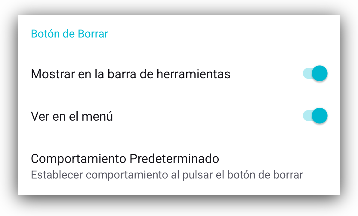Clear button in settings