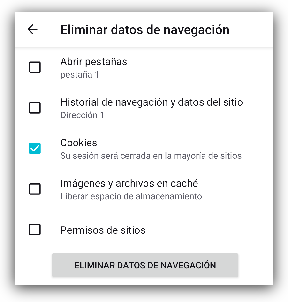 Delete browsing data