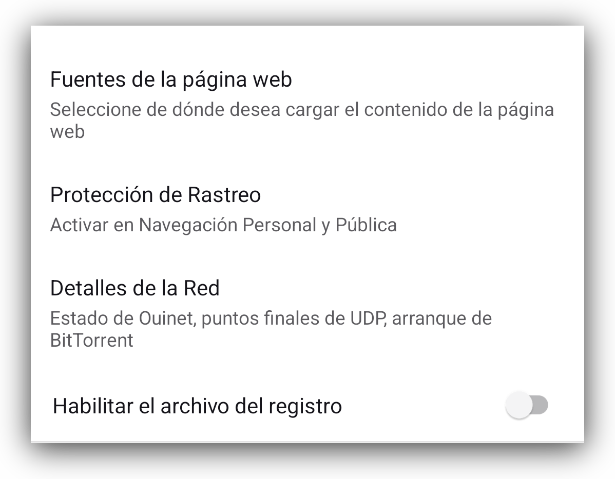 Developer tools section