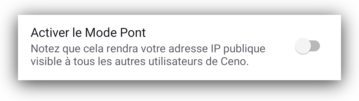 Bridge mode toggle is off