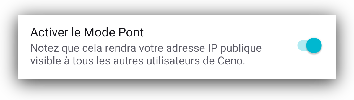 Bridge mode toggle is on