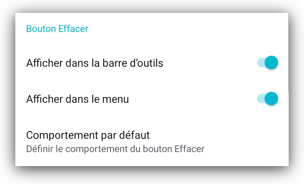 Clear button in settings