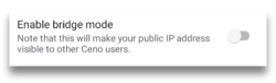 Bridge mode toggle is off