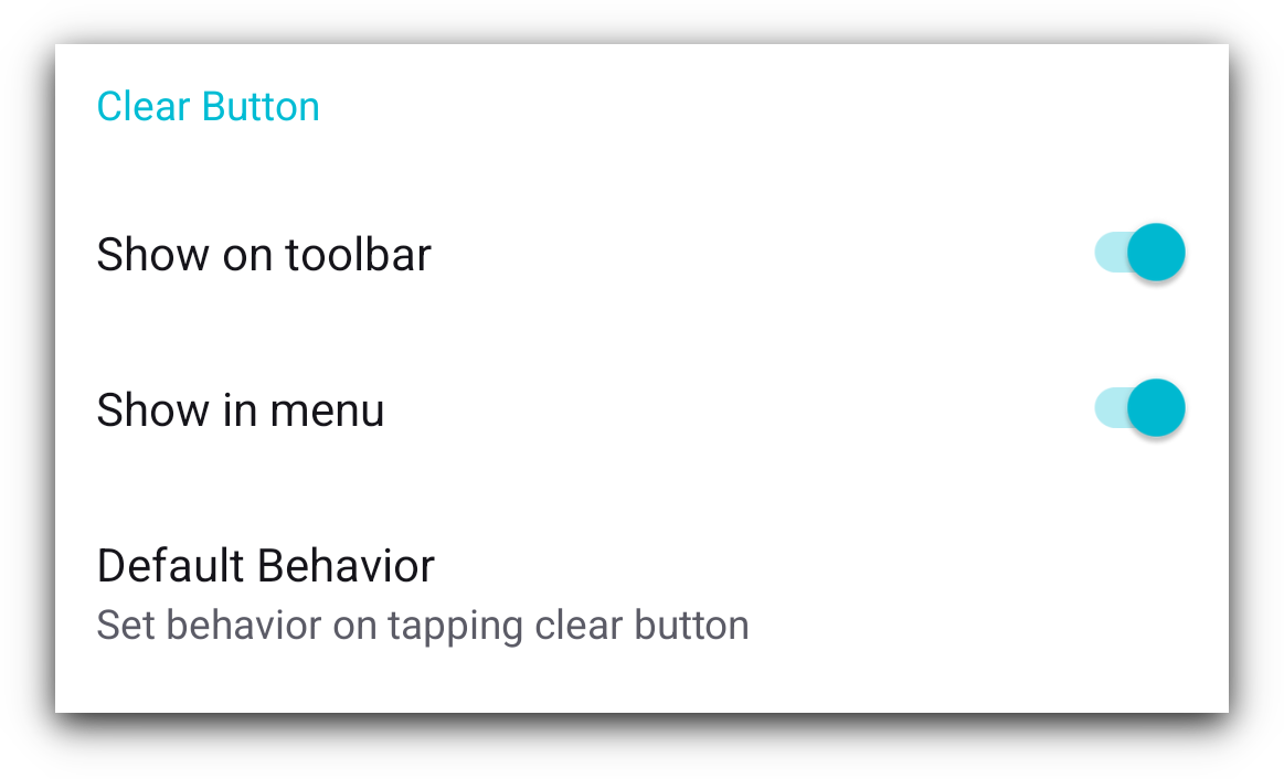 Clear button in settings