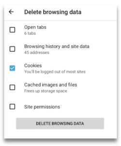 Delete browsing data