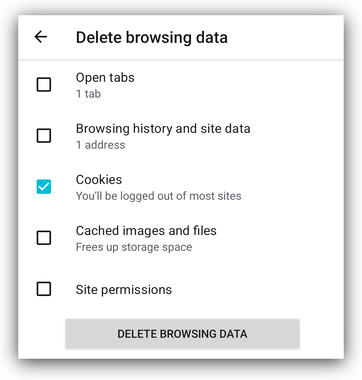 Delete browsing data