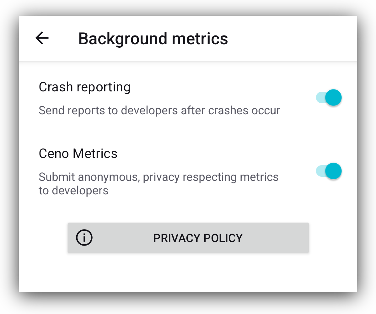 Metrics toggle